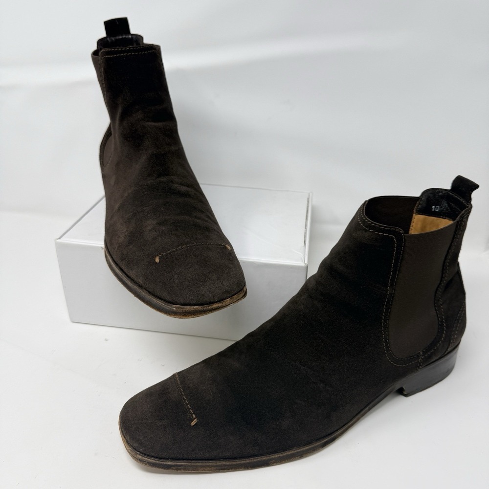 Vintage Costume National Homme Chelsea Boots Men's Size 10 Suede Chocolate Brown - Picture 3 of 12
